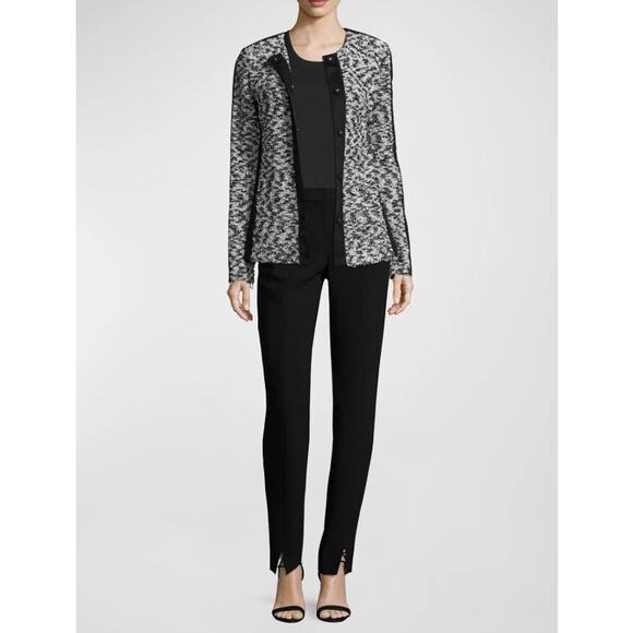 St. John Caviar Black Crepe Marocain Front Slit Ankle Pants in Jennifer Fit - Picture 16 of 16